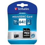 VERBATIM MICRO SD XC 64GB CLASSE 10 CON ADATTATORE SD