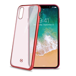 CELLY LASER MATT iPHONE X COVER IN MORBITO TPU TRASPARENTE CON BORDI COLORE ROSSO